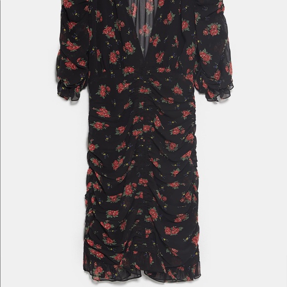 Zara Black and Red Floral Mini Dress - Picture 7 of 8